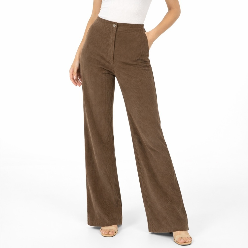 NEW Anthropologie wide leg Corduroy pants Brown LARGE
